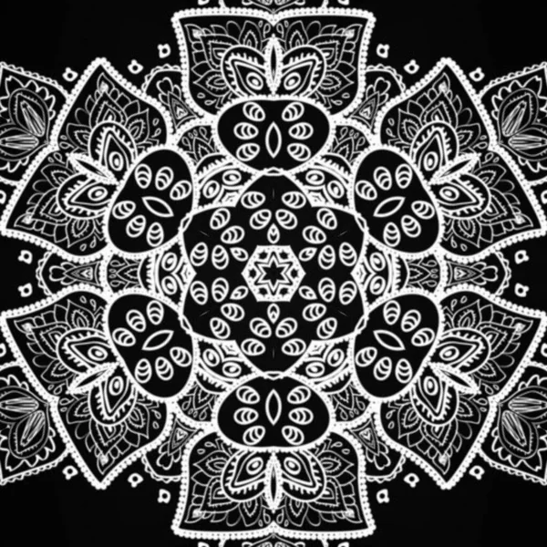 Kézzel Rajzolt Mandala Művészet Etnikai Virágos Firka Mintával Színező Oldal — Stock Fotó
