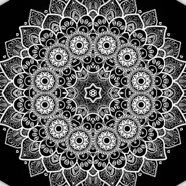 民族の花のドアパターンを持つ手描きの曼荼羅アート ぬりえページ カインダラ 大人のための精神的なリラクゼーション ベクトルイラスト 白い背景に隔離された 禅の道場 — ストック写真