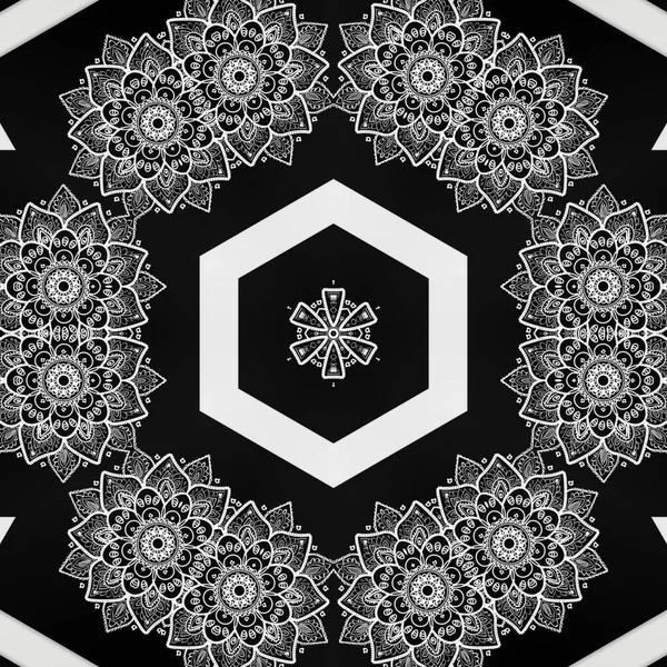 Arte Mandala Dibujado Mano Con Patrón Garabato Floral Étnico Página — Foto de Stock