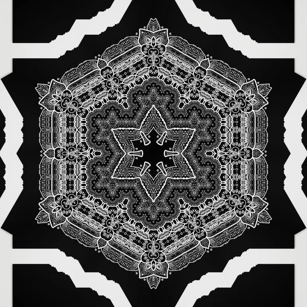 Ręcznie Rysowana Mandala Etnicznym Wzorem Kwiatowych Bazgrołów Strona Barwiąca Kaindala — Zdjęcie stockowe