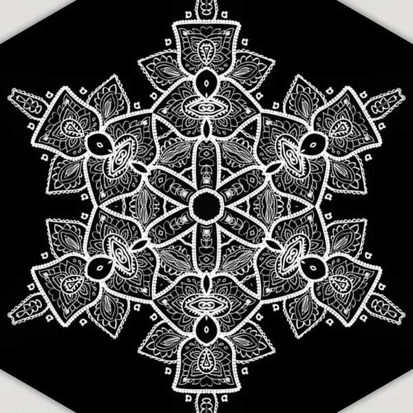 Etnik Çiçek Desenli Yapımı Mandala Sanatı Boyama Sayfası Kaindala Yetişkinler — Stok fotoğraf