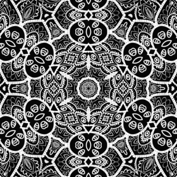 Arte Mandala Desenhada Mão Com Padrão Doodle Floral Étnico Página — Fotografia de Stock