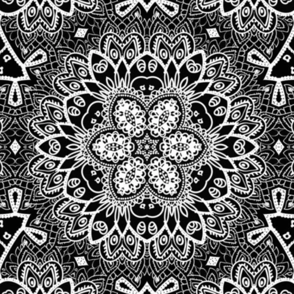 Ręcznie Rysowana Mandala Etnicznym Wzorem Kwiatowych Bazgrołów Strona Barwiąca Kaindala — Zdjęcie stockowe