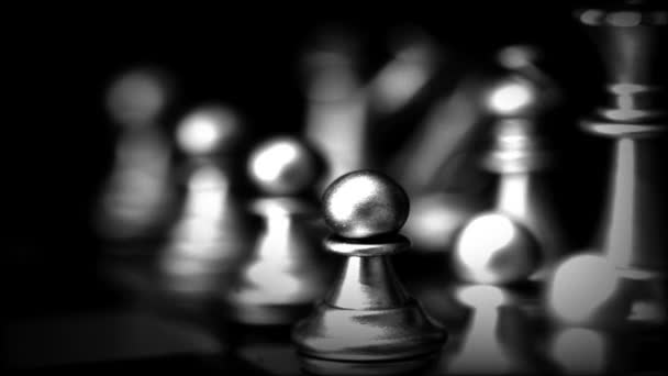 Бізнес Гра Конкурентна Стратегія Шаховою Настільною Грою Розмитим Фоном — стокове відео
