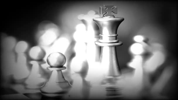 Bulanık Arkaplanlı Satranç Tahtası Oyunu Ile Oyunu Rekabetçi Stratejisi — Stok video