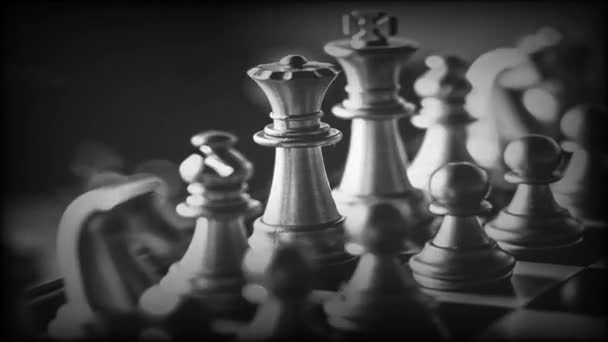 Estratégia Competitiva Jogo Negócios Com Jogo Tabuleiro Xadrez Com Fundo — Vídeo de Stock