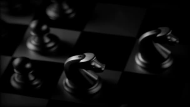 Бізнес Гра Конкурентна Стратегія Шаховою Настільною Грою Розмитим Фоном — стокове відео