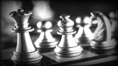 Bulanık arkaplanlı satranç tahtası oyunu ile iş oyunu rekabetçi stratejisi
