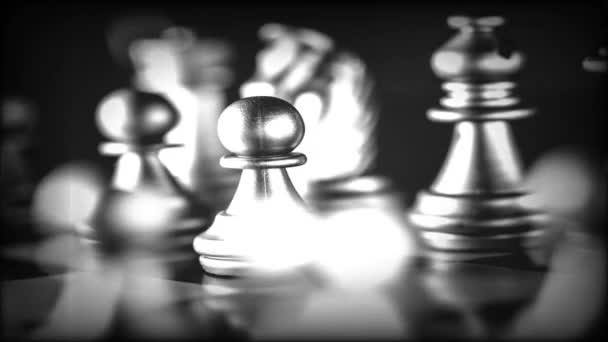 Obchodní Hra Konkurenční Strategie Šachovnicí Hra Rozmazané Pozadí — Stock video