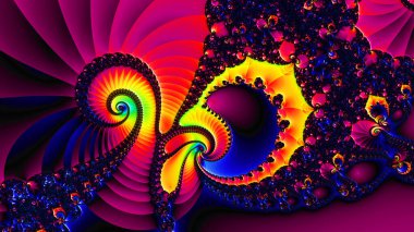 Soyut Bilgisayar Fraktal Tasarımı. Fraktal hiç bitmeyen bir desen. Fraktallar, farklı ölçeklerde kendine benzeyen sonsuz derecede karmaşık kalıplardır.