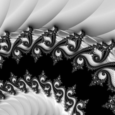 dijital soyut fraktal arkaplan bilgisayarda siyah ve beyaz olarak oluşturuldu.