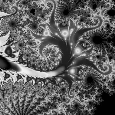 dijital soyut fraktal arkaplan bilgisayarda siyah ve beyaz olarak oluşturuldu.