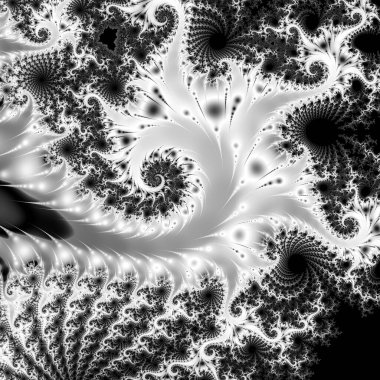 dijital soyut fraktal arkaplan bilgisayarda siyah ve beyaz olarak oluşturuldu.