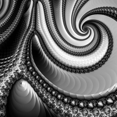 dijital soyut fraktal arkaplan bilgisayarda siyah ve beyaz olarak oluşturuldu.