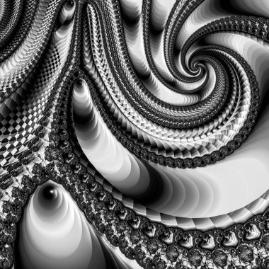 dijital soyut fraktal arkaplan bilgisayarda siyah ve beyaz olarak oluşturuldu.