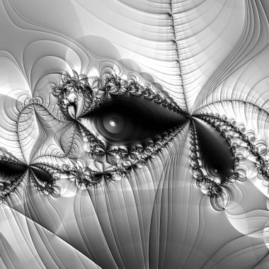 dijital soyut fraktal arkaplan bilgisayarda siyah ve beyaz olarak oluşturuldu.