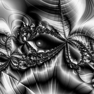 dijital soyut fraktal arkaplan bilgisayarda siyah ve beyaz olarak oluşturuldu.