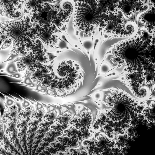 Fondo Fractal Abstracto Digital Generado Ordenador Blanco Negro —  Fotos de Stock