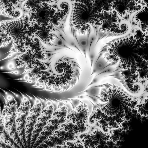 Fondo Fractal Abstracto Digital Generado Ordenador Blanco Negro —  Fotos de Stock