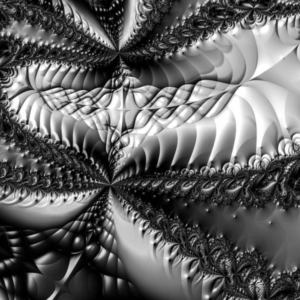 Digital Abstract Fractal Background Generated Computer Black White — Stock Photo, Image