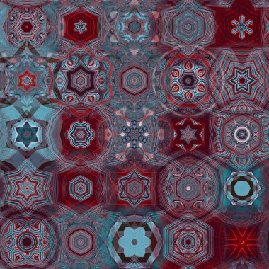 Renkli kar taneleriyle kusursuz bir desen. Noel ve Yeni Yıl tebrik kartları, kumaş, ambalaj kağıdı, davetiye, kırtasiye.