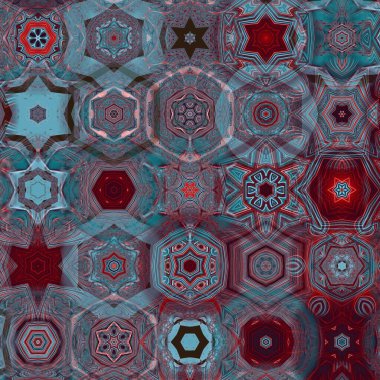 Renkli kar taneleriyle kusursuz bir desen. Noel ve Yeni Yıl tebrik kartları, kumaş, ambalaj kağıdı, davetiye, kırtasiye.