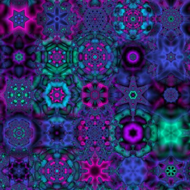 Renkli kar taneleriyle kusursuz bir desen. Noel ve Yeni Yıl tebrik kartları, kumaş, ambalaj kağıdı, davetiye, kırtasiye.