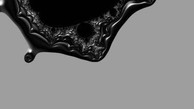 Siyah ve beyaz monokrom soyut sanat video animasyonu gerçeküstü uzaylı fraktal kaleydoskopik anahat çiçek kristal simetri yapısı dönüşüm değişim sürecinde 