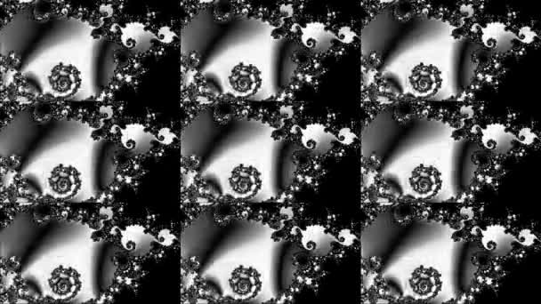 Siyah Beyaz Monokrom Soyut Sanat Video Animasyonu Gerçeküstü Uzaylı Fraktal — Stok video