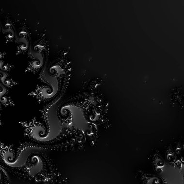 Siyah ve beyaz monokrom soyut sanat video animasyonu gerçeküstü uzaylı fraktal kaleydoskopik anahat çiçek kristal simetri yapısı dönüşüm değişim sürecinde 