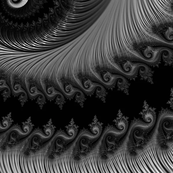 变换过程中超现实异形分形万花筒轮廓花晶体菱形对称结构黑白单色抽象动画渲染 — 图库照片