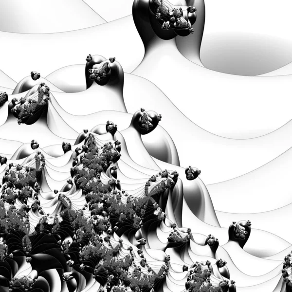 Render Svartvitt Monokrom Abstrakt Konst Video Animation Med Surrealistiska Främmande — Stockfoto