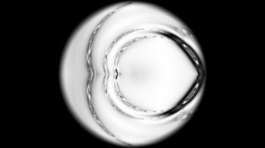 Siyah ve beyaz monokrom soyut sanat video animasyonu gerçeküstü uzaylı fraktal kaleydoskopik anahat çiçek kristal simetri yapısı dönüşüm değişim sürecinde 