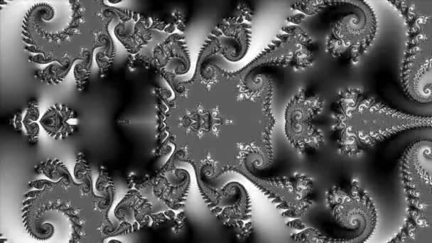 Καθιστούν Ασπρόμαυρη Μονόχρωμη Αφηρημένη Τέχνη Βίντεο Animation Σουρεαλιστικό Εξωγήινο Φράκταλ — Αρχείο Βίντεο