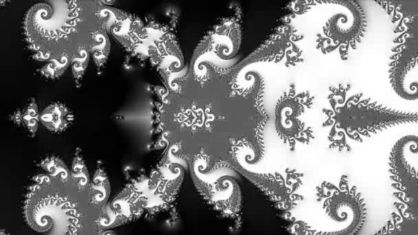 Siyah Beyaz Monokrom Soyut Sanat Video Animasyonu Gerçeküstü Uzaylı Fraktal — Stok video