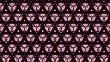 Siyah ve beyaz monokrom soyut sanat video animasyonu gerçeküstü uzaylı fraktal kaleydoskopik anahat çiçek kristal simetri yapısı dönüşüm değişim sürecinde 