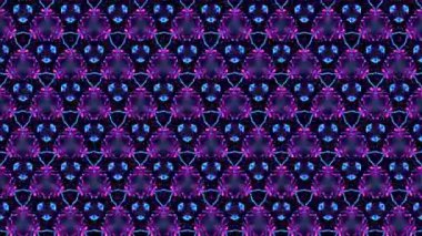 Siyah ve beyaz monokrom soyut sanat video animasyonu gerçeküstü uzaylı fraktal kaleydoskopik anahat çiçek kristal simetri yapısı dönüşüm değişim sürecinde 