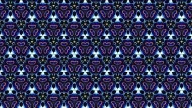 Siyah ve beyaz monokrom soyut sanat video animasyonu gerçeküstü uzaylı fraktal kaleydoskopik anahat çiçek kristal simetri yapısı dönüşüm değişim sürecinde 