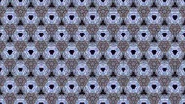 Siyah ve beyaz monokrom soyut sanat video animasyonu gerçeküstü uzaylı fraktal kaleydoskopik anahat çiçek kristal simetri yapısı dönüşüm değişim sürecinde 