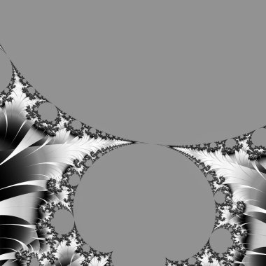 Siyah ve beyaz monokrom soyut sanat video animasyonu gerçeküstü uzaylı fraktal kaleydoskopik anahat çiçek kristal simetri yapısı dönüşüm değişim sürecinde 