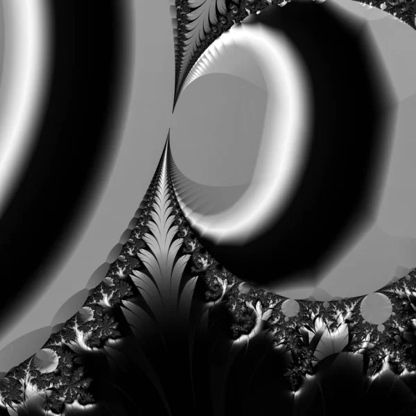 Vykreslení Černobílé Monochromatické Abstraktní Umělecké Video Animace Neskutečným Mimozemským Fraktálním — Stock fotografie