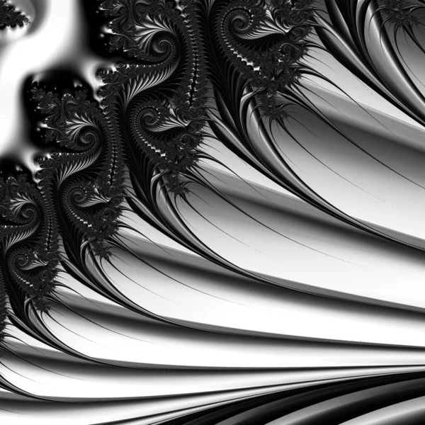 Renderowanie Czarno Białego Monochromatycznego Abstrakcyjnego Wideo Animacja Surrealistycznym Obcym Fraktalnym — Zdjęcie stockowe
