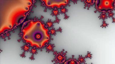 Siyah ve beyaz monokrom soyut sanat video animasyonu gerçeküstü uzaylı fraktal kaleydoskopik anahat çiçek kristal simetri yapısı dönüşüm değişim sürecinde 