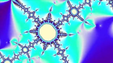 Siyah ve beyaz monokrom soyut sanat video animasyonu gerçeküstü uzaylı fraktal kaleydoskopik anahat çiçek kristal simetri yapısı dönüşüm değişim sürecinde 