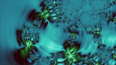 Siyah ve beyaz monokrom soyut sanat video animasyonu gerçeküstü uzaylı fraktal kaleydoskopik anahat çiçek kristal simetri yapısı dönüşüm değişim sürecinde 