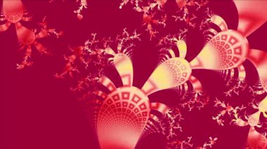 Siyah ve beyaz monokrom soyut sanat video animasyonu gerçeküstü uzaylı fraktal kaleydoskopik anahat çiçek kristal simetri yapısı dönüşüm değişim sürecinde 