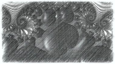 Siyah ve beyaz monokrom soyut sanat video animasyonu gerçeküstü uzaylı fraktal kaleydoskopik anahat çiçek kristal simetri yapısı dönüşüm değişim sürecinde 