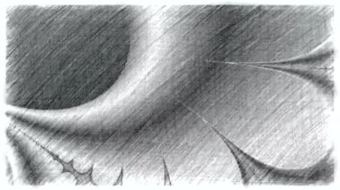 Siyah ve beyaz monokrom soyut sanat video animasyonu gerçeküstü uzaylı fraktal kaleydoskopik anahat çiçek kristal simetri yapısı dönüşüm değişim sürecinde 