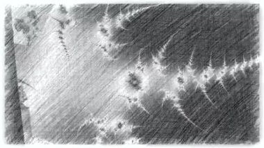 Siyah ve beyaz monokrom soyut sanat video animasyonu gerçeküstü uzaylı fraktal kaleydoskopik anahat çiçek kristal simetri yapısı dönüşüm değişim sürecinde 