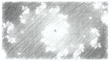 Siyah ve beyaz monokrom soyut sanat video animasyonu gerçeküstü uzaylı fraktal kaleydoskopik anahat çiçek kristal simetri yapısı dönüşüm değişim sürecinde 